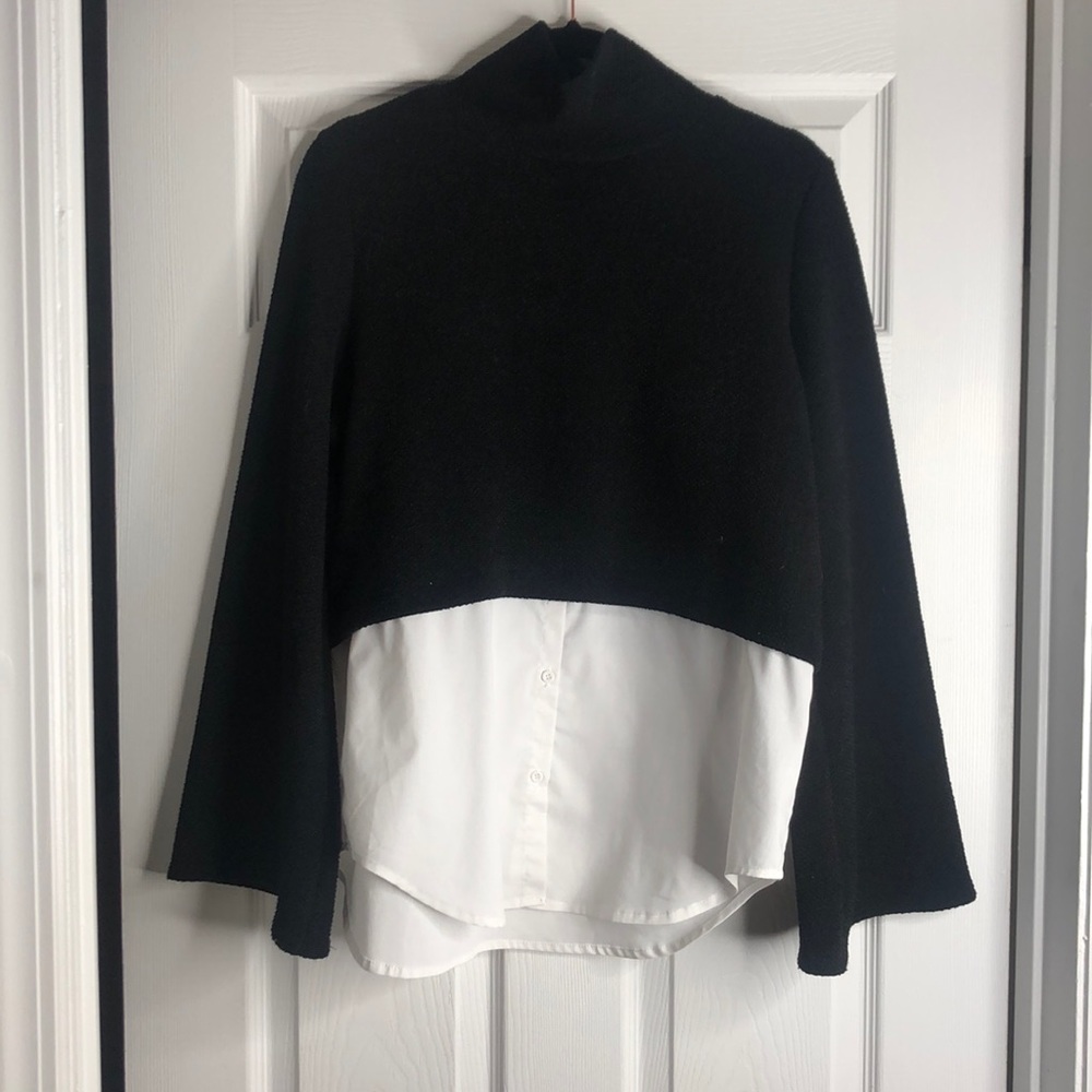 Black Turtle Neck w/white shirt illusion